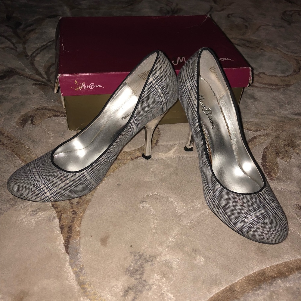 COPY - Miss Bison silver plaid heels